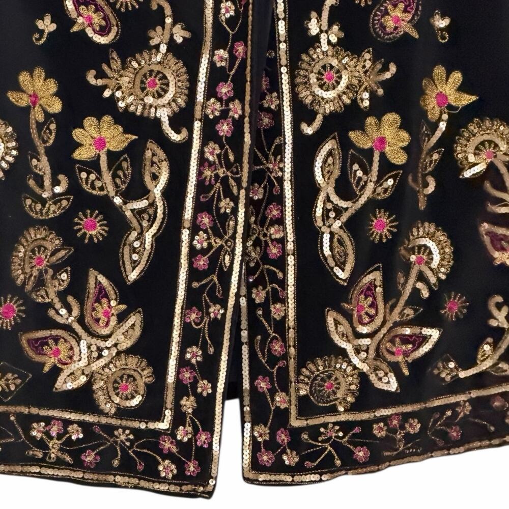 Sandy Starkman Vintage Embroidered Velvet Long Coat Size L - Picture 9 of 14